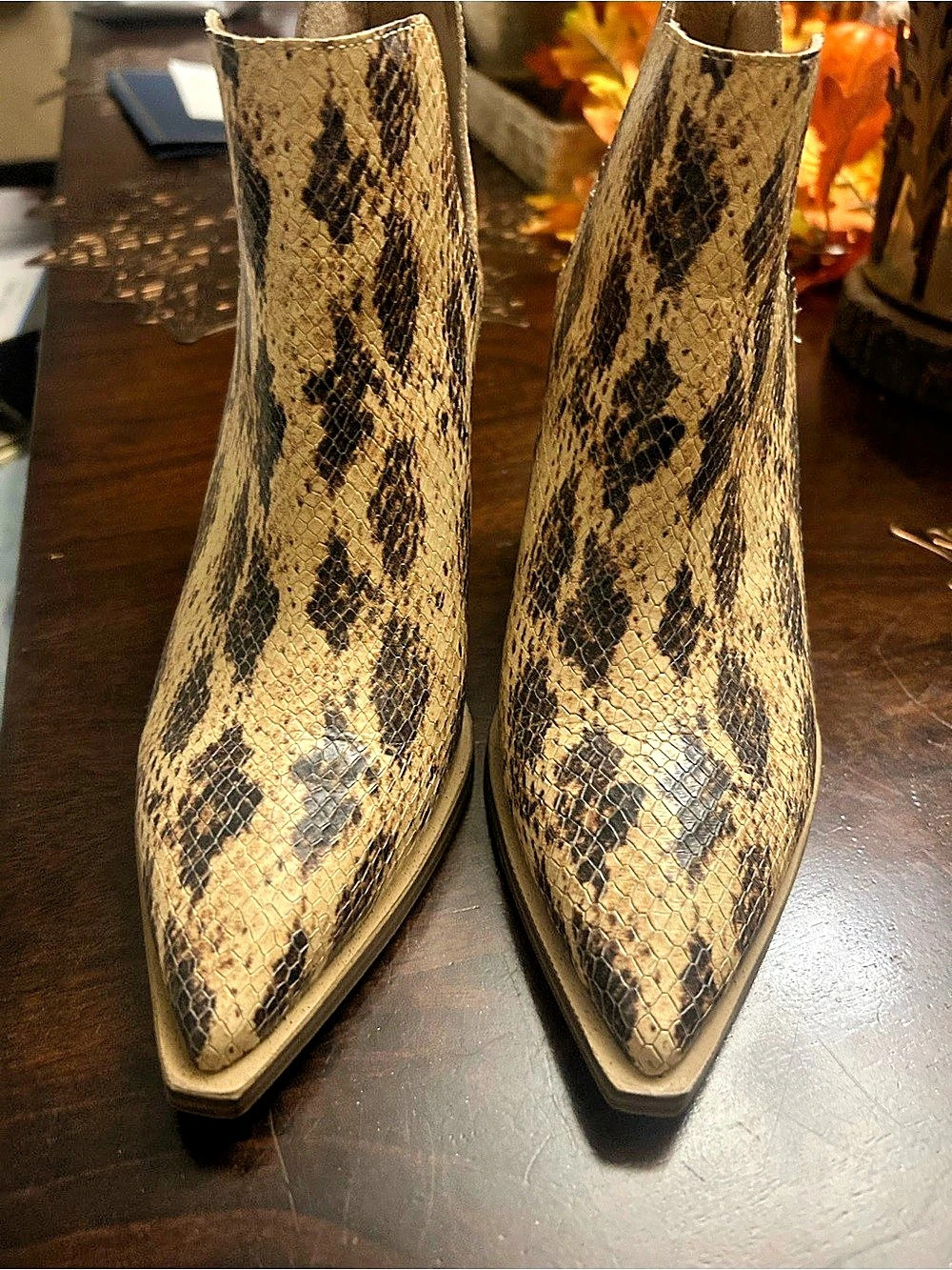 Vince Camuto Jestama Women's Snake Print Heeled Ankle Boots